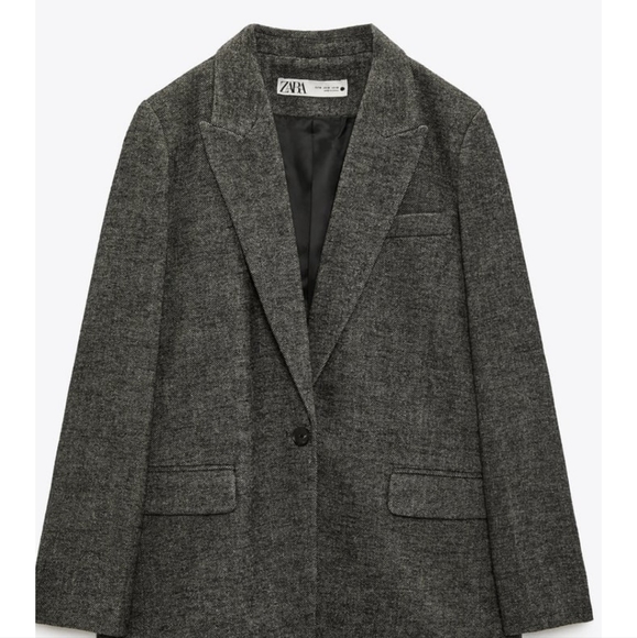 Zara Wool Herringbone Blazer - Picture 1 of 5